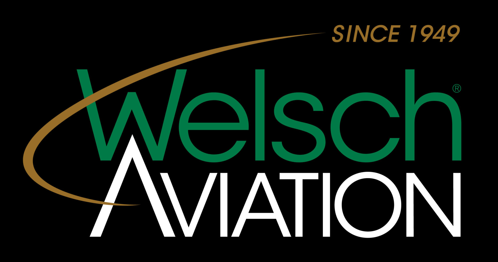 A black and green logo for welsch aviation.