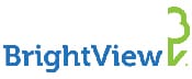 A blue and white logo for brightview.