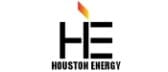 A black and white logo of houston energy.